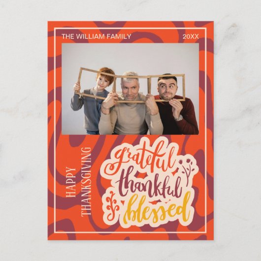 Carte Postale Photo vague rétro Grateful Thankful Blessed  (Devant)