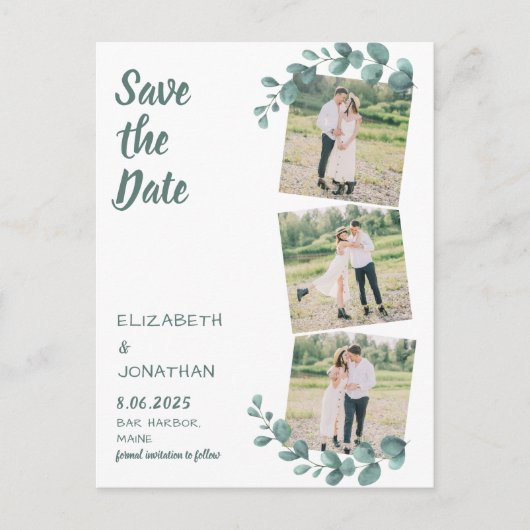 Carte Postale Photo Verdure Eucalyptus Mariage Enregistrer La Da (Devant)