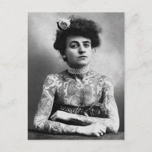 Carte Postale Photo vintage Portrait femme tatouages
