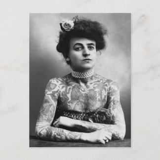 Carte Postale Photo vintage Portrait femme tatouages