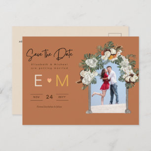 Carte Postale Photo Wedding Save Date Terracotta Fall Floral