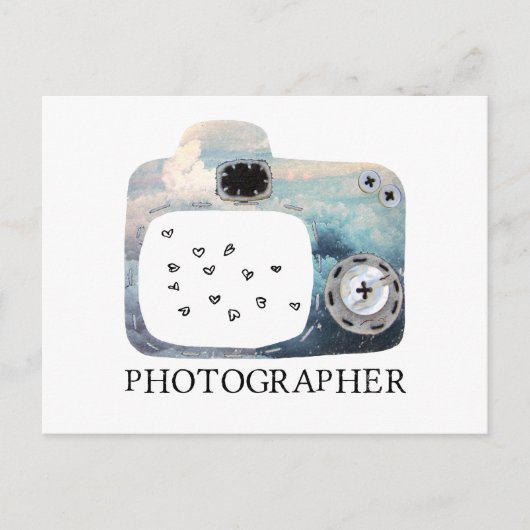 Carte Postale Photographe Coeurs de caméra nuageuse (Devant)