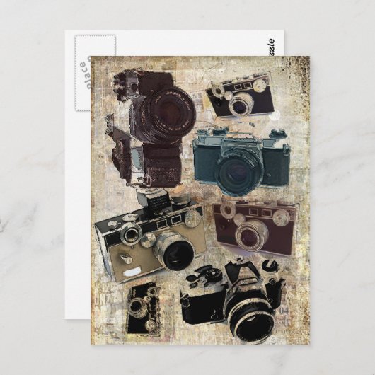 Carte Postale photographe en détresse photographe rétro Caméra (Devant / Derrière)