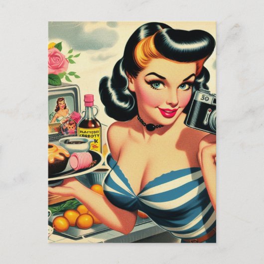 Carte Postale Photographe vintage Pin Up (Devant)