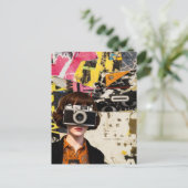 Carte Postale Photographer Woman Grunge Mixed Media Collage  (Debout devant)