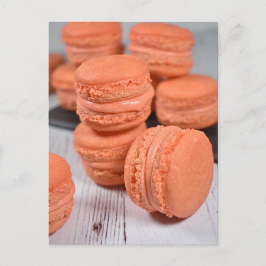 Carte Postale Photographie alimentaire Macarons à la Pêche à la  (Devant)