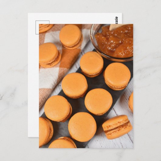 Carte Postale Photographie alimentaire Macarons à la Pêche à la (Devant / Derrière)