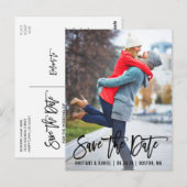 Carte Postale Photographie De Brush Moderne Enregistrer La Date (Devant / Derrière)