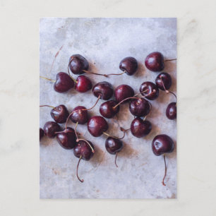 Carte Postale Photographie de Cerises Rouges Fraîches