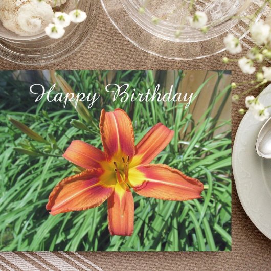 Carte Postale Photographie de Fleur Orange Anniversaire