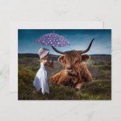 Carte Postale Photographie de la fille Umbrella Bull (Devant / Derrière)