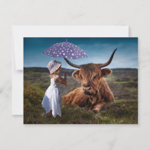 Carte Postale Photographie de la fille Umbrella Bull