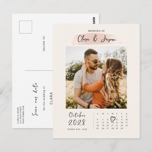 Carte Postale Photographie du calendrier Splash Enregistrer la d (Devant / Derrière)