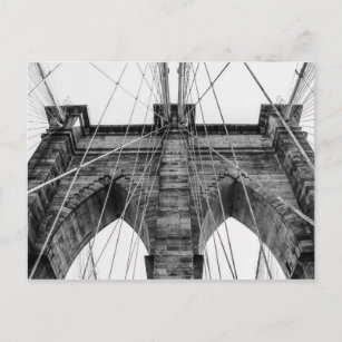 Carte Postale Photographie du pont Brooklyn noir et blanc NYC
