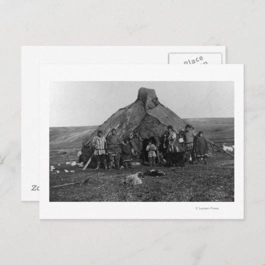 Carte Postale Photographie d'un igloo eskimo près de Nome, Alask (Devant / Derrière)