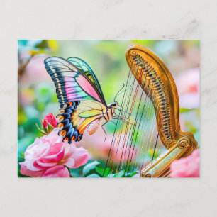 Carte Postale Photoréalistique swallowtail Butterfly Playing Har