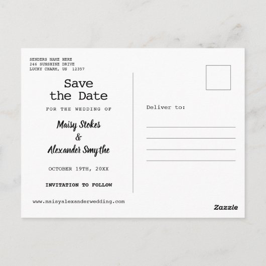 Carte Postale Photos amusantes Enregistrer la date Mariage Rusti (Dos)