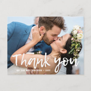 Carte Postale Photos de lettrage à main levée Mariage Remercieme