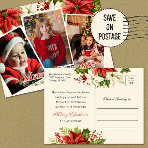 CARTE POSTALE PHOTOS DE NOËL POINSETTIAS 