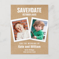 Photos d'enfance rustiques Boho Save the Date