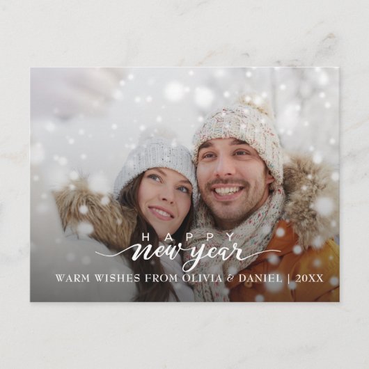 Carte Postale Photos familiales modernes Calligraphie Nouvel An (Devant)