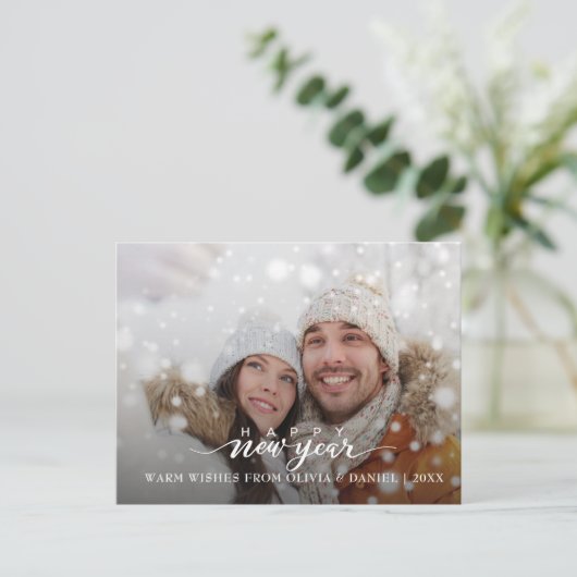 Carte Postale Photos familiales modernes Calligraphie Nouvel An (Debout devant)