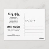 Carte Postale Photos manuscrites en Merci Faire-part de naissanc (Dos)