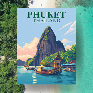 Carte postale Phuket Thailand Beach Boat Art