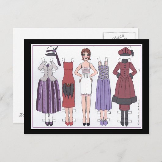 Carte Postale Phyllis, dame Art déco de la poupée en papier des  (Devant / Derrière)