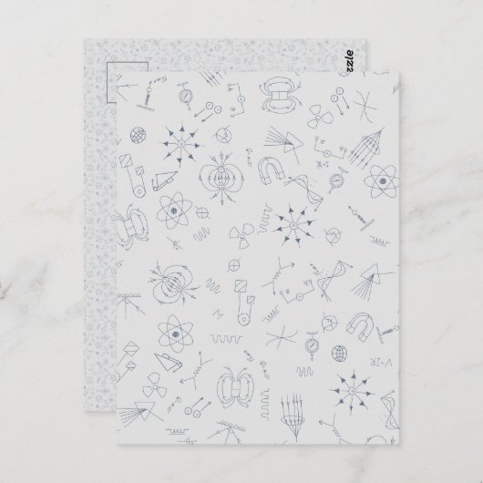 Carte Postale Physics scientific symbols pattern Postcard (Devant / Derrière)