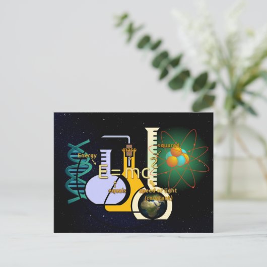 Carte Postale Physique E=mc2 conception colorée (Debout devant)