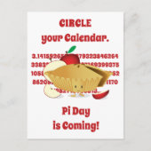 Carte Postale Pi Day Apple Pie Cartoon Chiffres rouges (Devant)