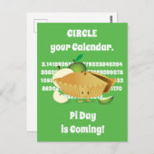 Carte Postale Pi Day Green Apple Pie Cartoon Numéros de caractèr (Devant / Derrière)
