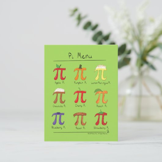 Carte postale Pi Menu Cute Math Pi Day (Debout devant)
