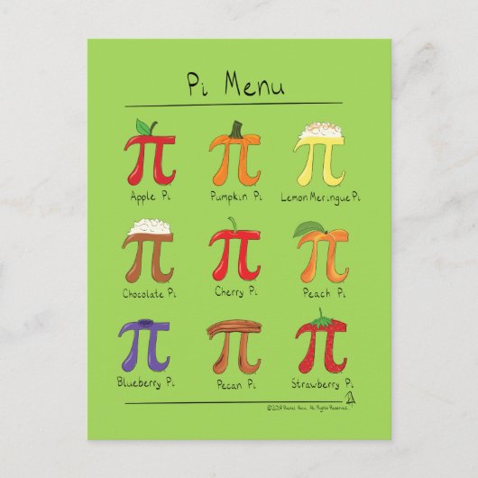Carte postale Pi Menu Cute Math Pi Day (Devant)