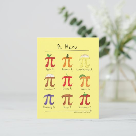 Carte postale Pi Menu Cute Math Pi Day (Debout devant)
