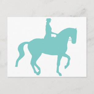 Carte Postale Piaffe Dressage Cheval et cavalier (turquoise)