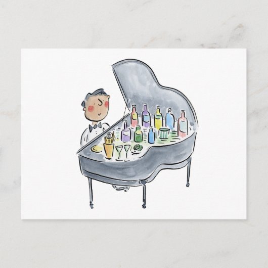 Carte Postale Pianiste Cocktail (Devant)