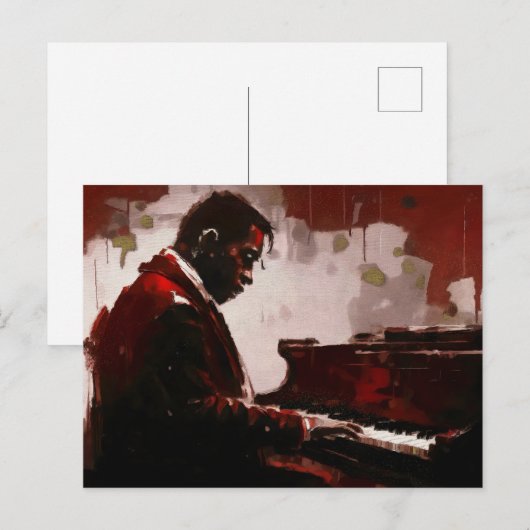 Carte Postale Pianiste de bar nocturne (Devant / Derrière)