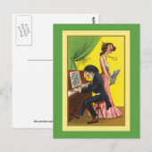 Carte Postale Pianiste et chanteur amusant (Devant / Derrière)