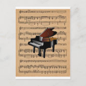 Carte Postale Piano ~ Avec Arrière - plan Partition (Devant)