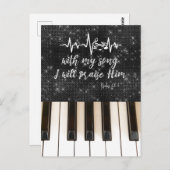 Carte Postale Piano avec louange Sa Bible Verse (Devant / Derrière)