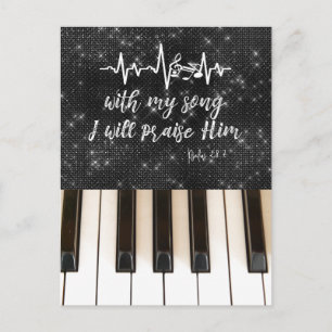 Carte Postale Piano avec louange Sa Bible Verse