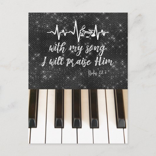 Carte Postale Piano avec louange Sa Bible Verse (Devant)