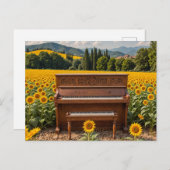 Carte Postale Piano dans les tournesols (Devant / Derrière)
