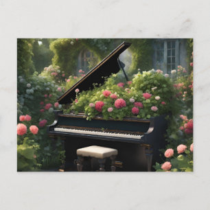 Carte Postale Piano en Fleur - peinture jardin