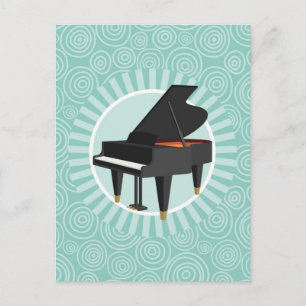 Carte Postale Piano Fun Turquoise Swirl Musique