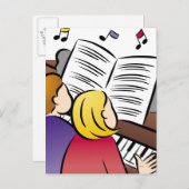 Carte Postale Piano Jouer en couple (Devant / Derrière)