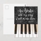 Carte Postale Piano Keys avec ma chanson Je le louerai Écriture (Devant / Derrière)