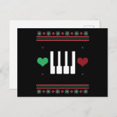 Carte Postale Piano Laid Sweat de Noël Pianist Xmas (Devant / Derrière)